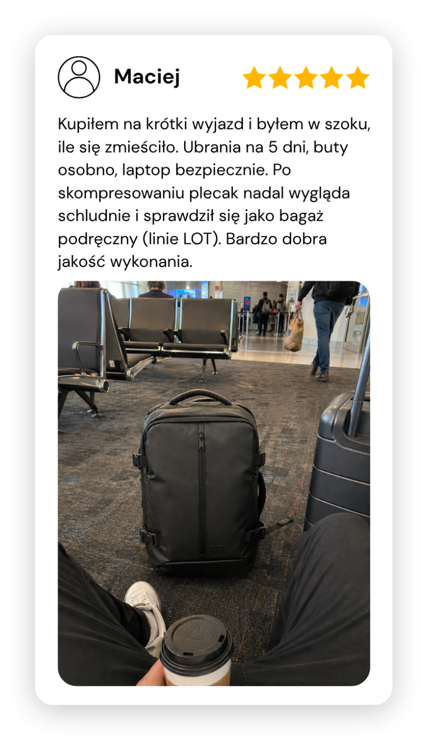 Opinia plecaka pokazująca jego użycie