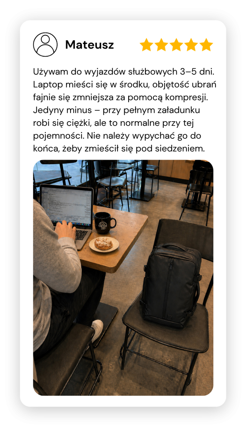 Opinia plecaka pokazująca jego użycie