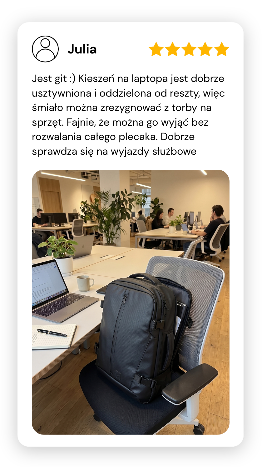 Opinia plecaka pokazująca jego użycie