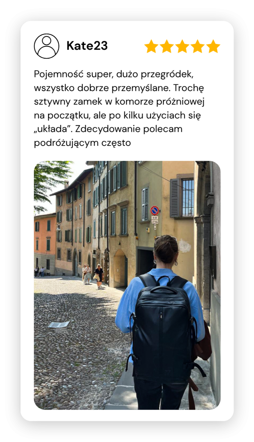 Opinia plecaka pokazująca jego użycie